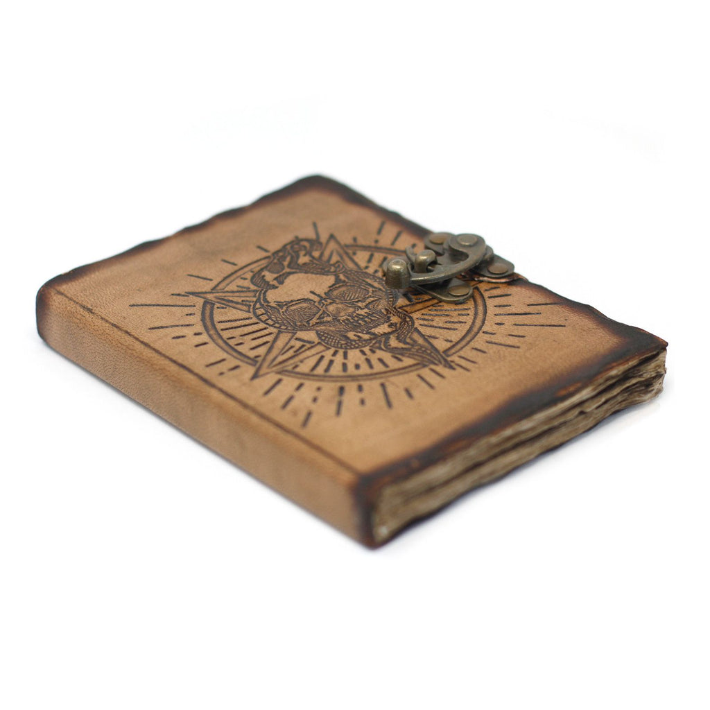 Leather Pentagon & Skull Notebook, Burnt Edge – 13x17.5 cm – view 2