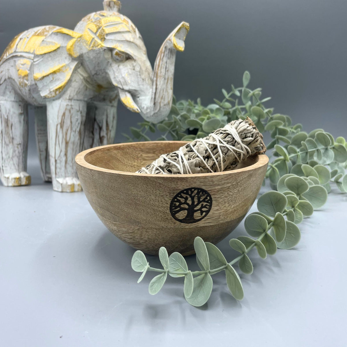 Wooden Ritual Offering Bowl - Tree of Life - 14x7cm – view 2