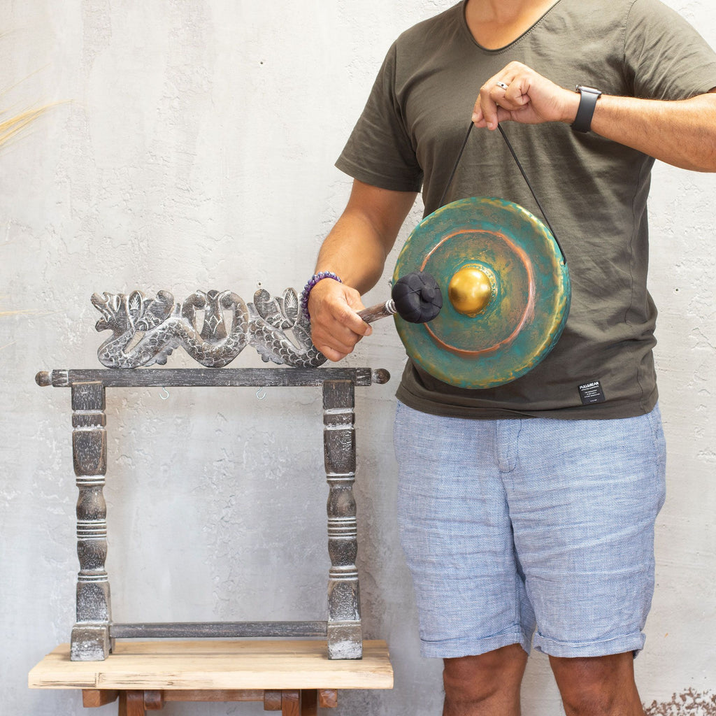 Small Gong in Greenwash Stand - 25cm – view 2