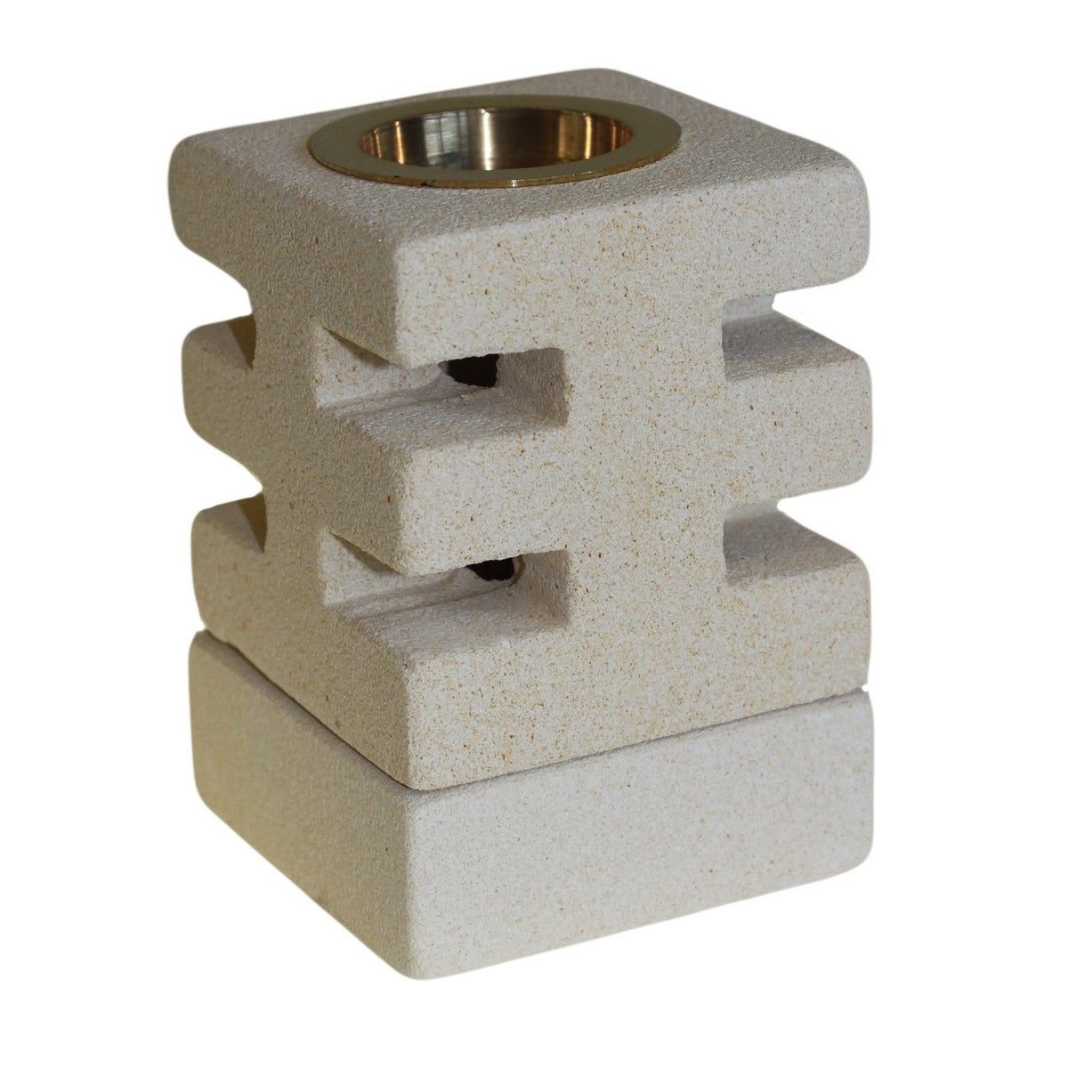 Sandstone Oil Burner - Abstract Cut Design