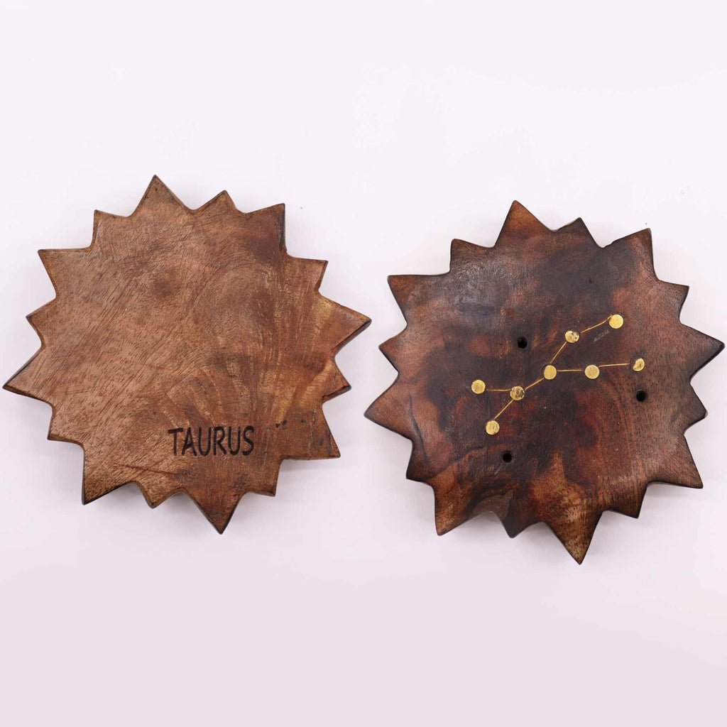 Sun Zodiac Sign Incense Burner, Engraved Brass – view 3