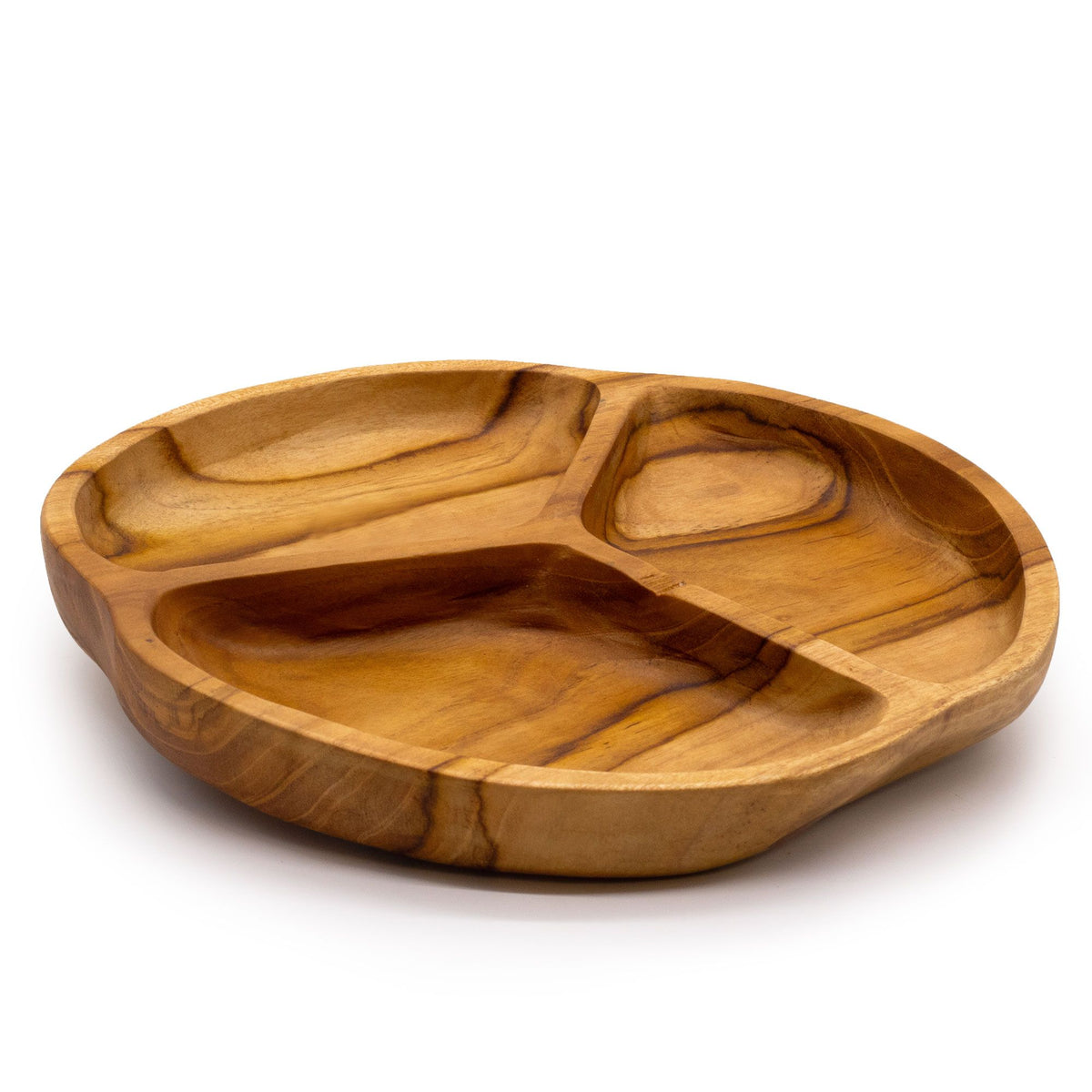 Smooth Teak Fruit Bowl, Three Sections 30x7cm – view 3