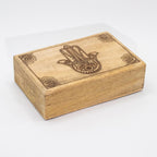 Mango Wood Rectangular Box, Hamsa Black Engraved – view 2