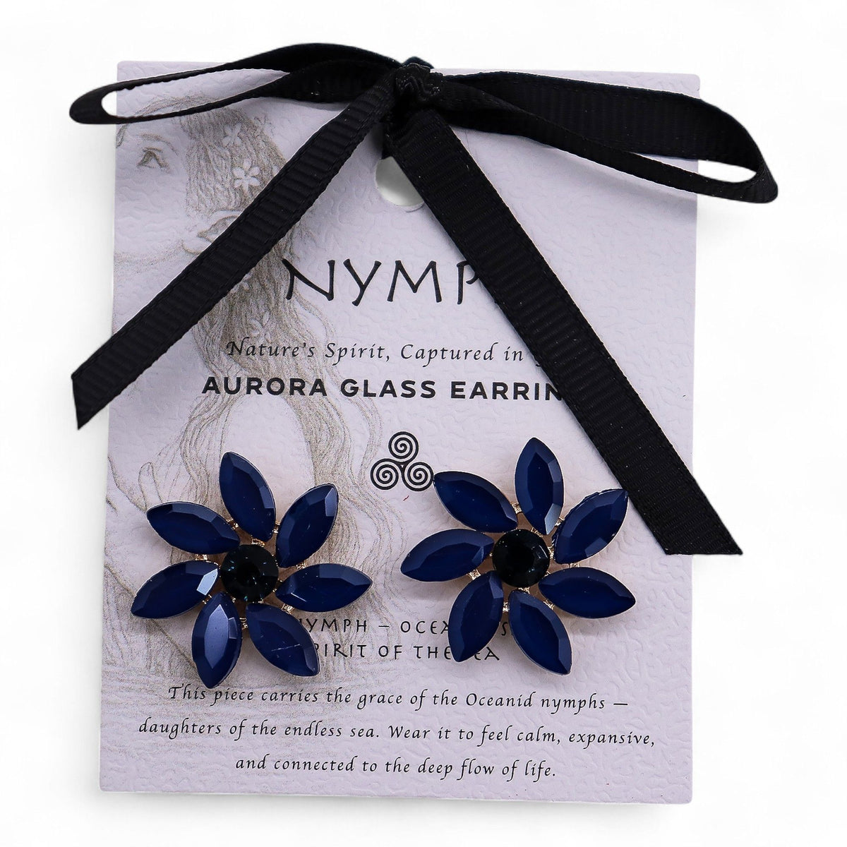 Nymph Royal Blue Flowers Vintage Glass Earrings