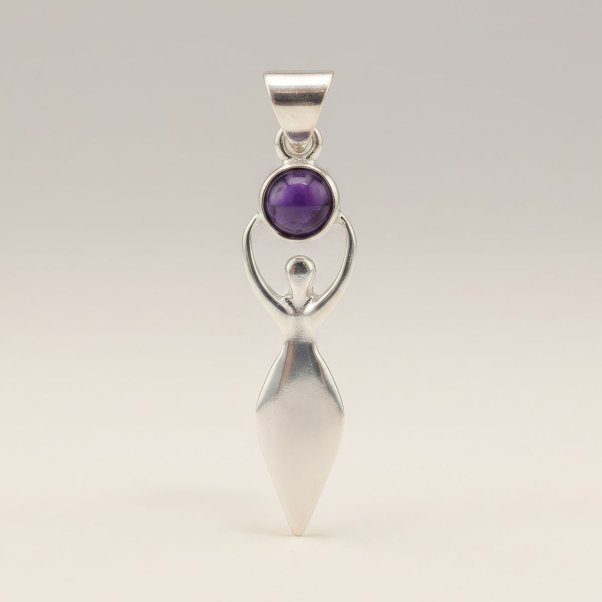 Goddess Amethyst Pendant Necklace on Silver Plated Cord 45cm – view 5
