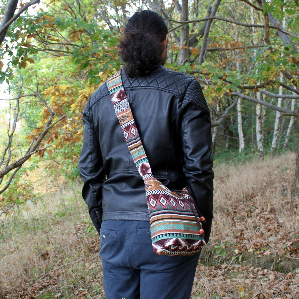 Chocolate Jacquard Sling Bag - Nepal Style – view 2