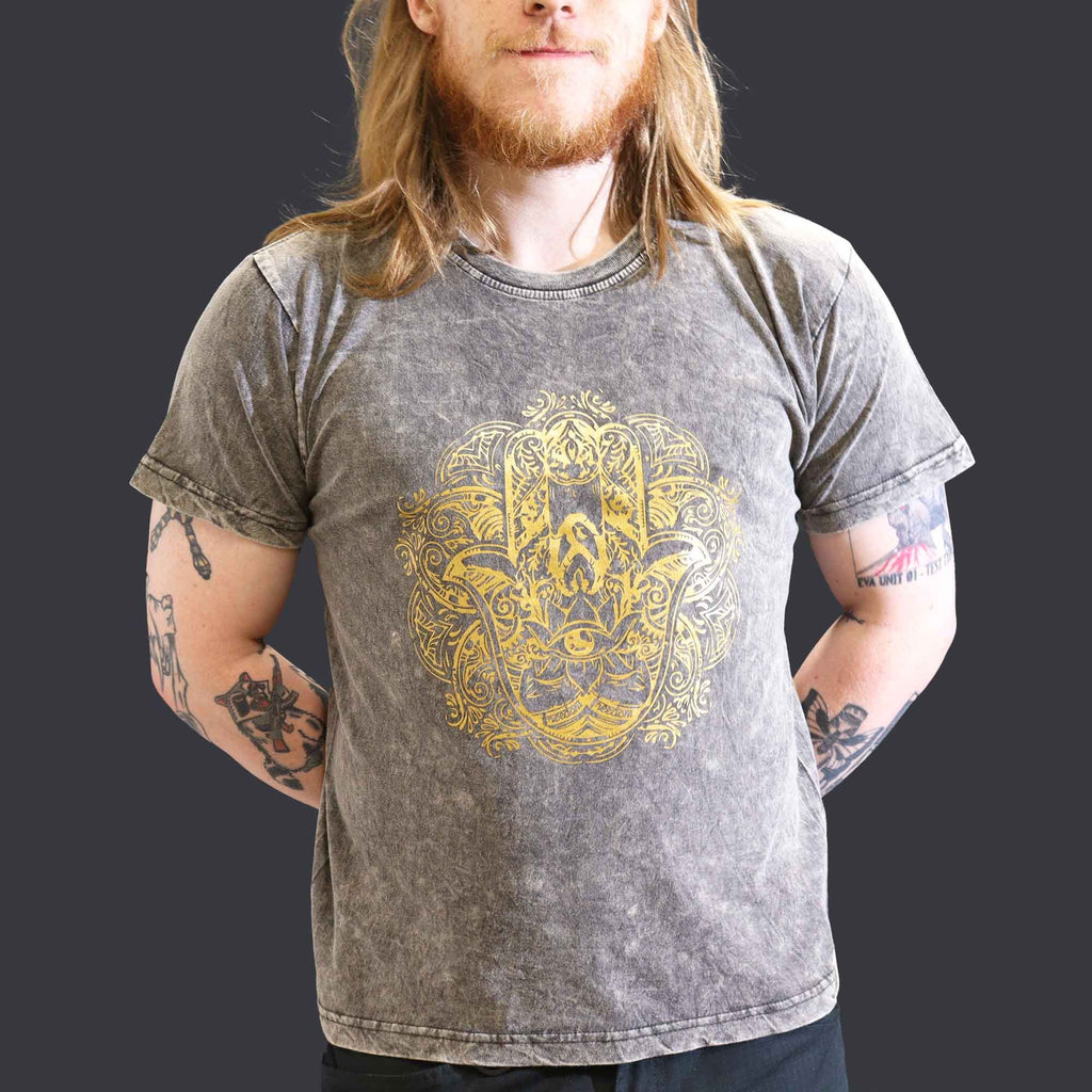 Nomad Sari Stonewashed T-Shirt - Hamsa - Dark Grey - Large – view 2