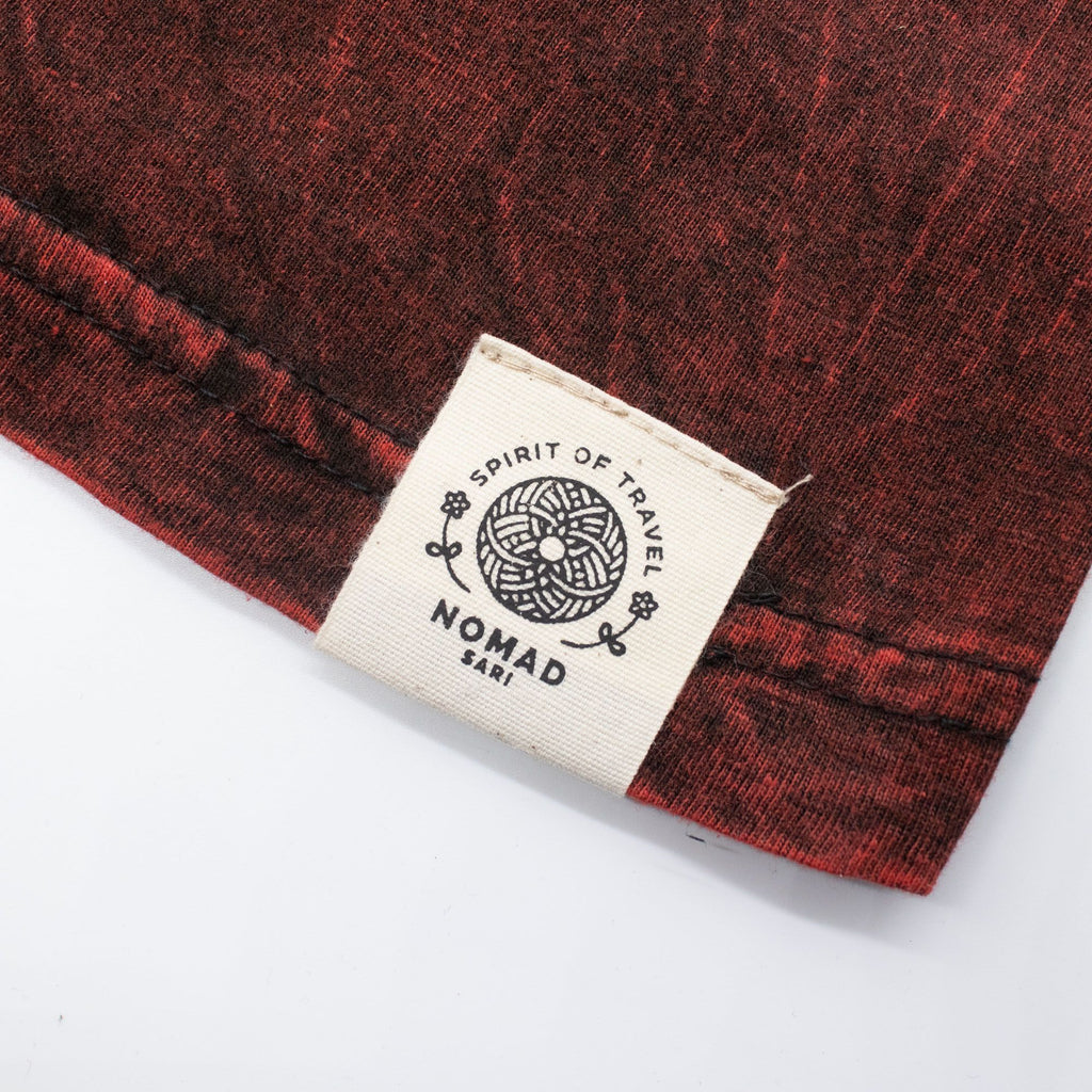 Nomad Sari Stonewashed T-Shirt - Dragon Mandala - Maroon - XL