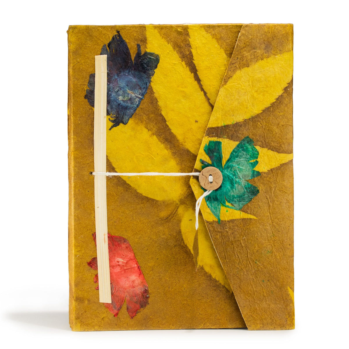 Lokta Bold Floral Notebook – Large – Olive – view 2