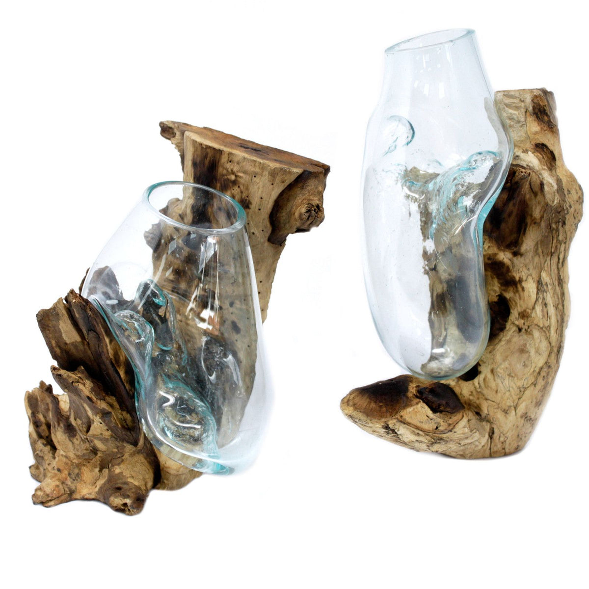 Molten Glass Hanging Bowl on Wood