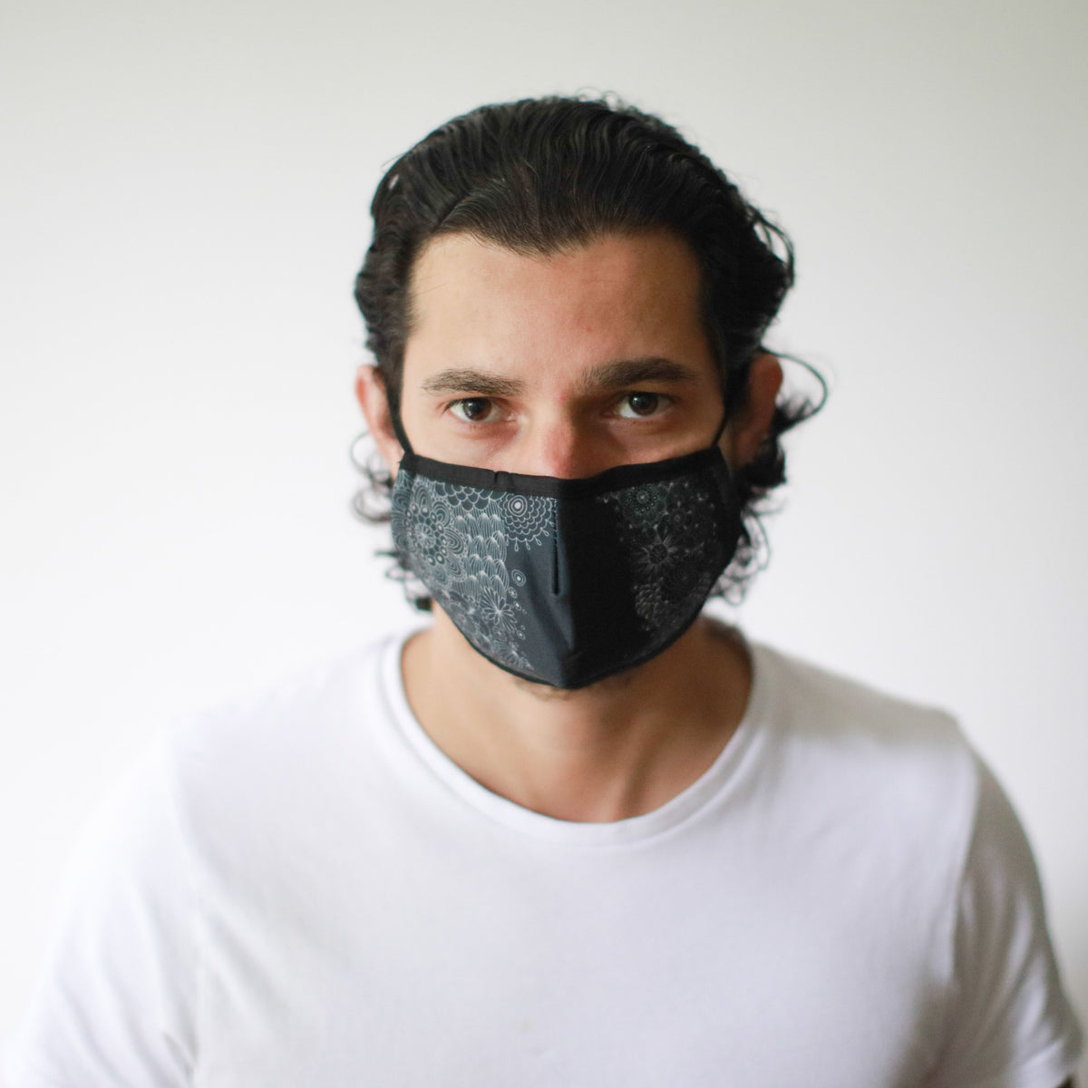 Reusable Fabric Face Covering for Adults, Black Elegance