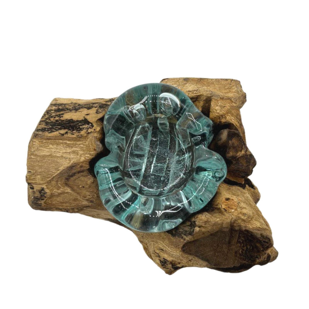 Molten Glass Single Candle Holder on Wood – view 5