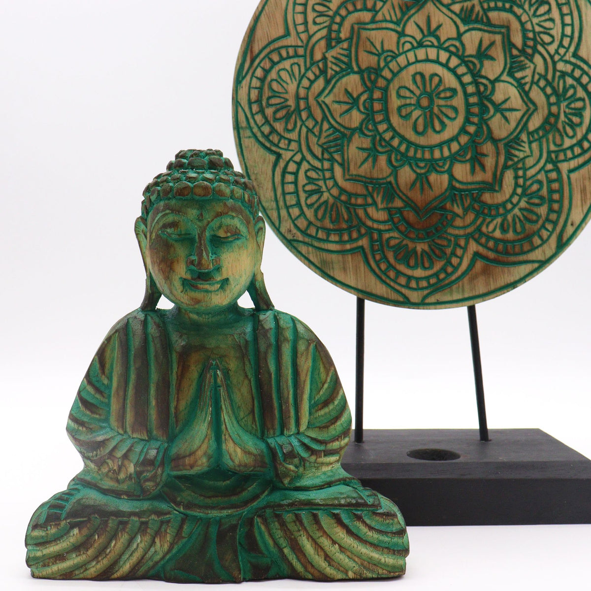 Buddha Feng Shui Set, Knot Mandala, Green Finish – view 6