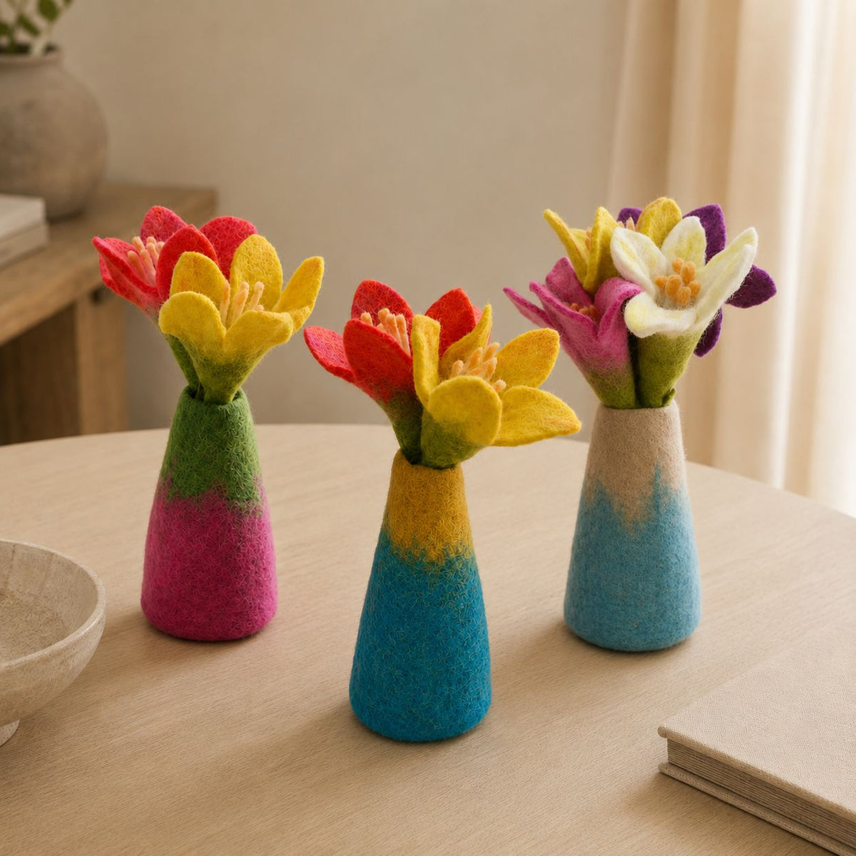 Felt Flower Vases, Set of 3 Assorted Designs – view 3