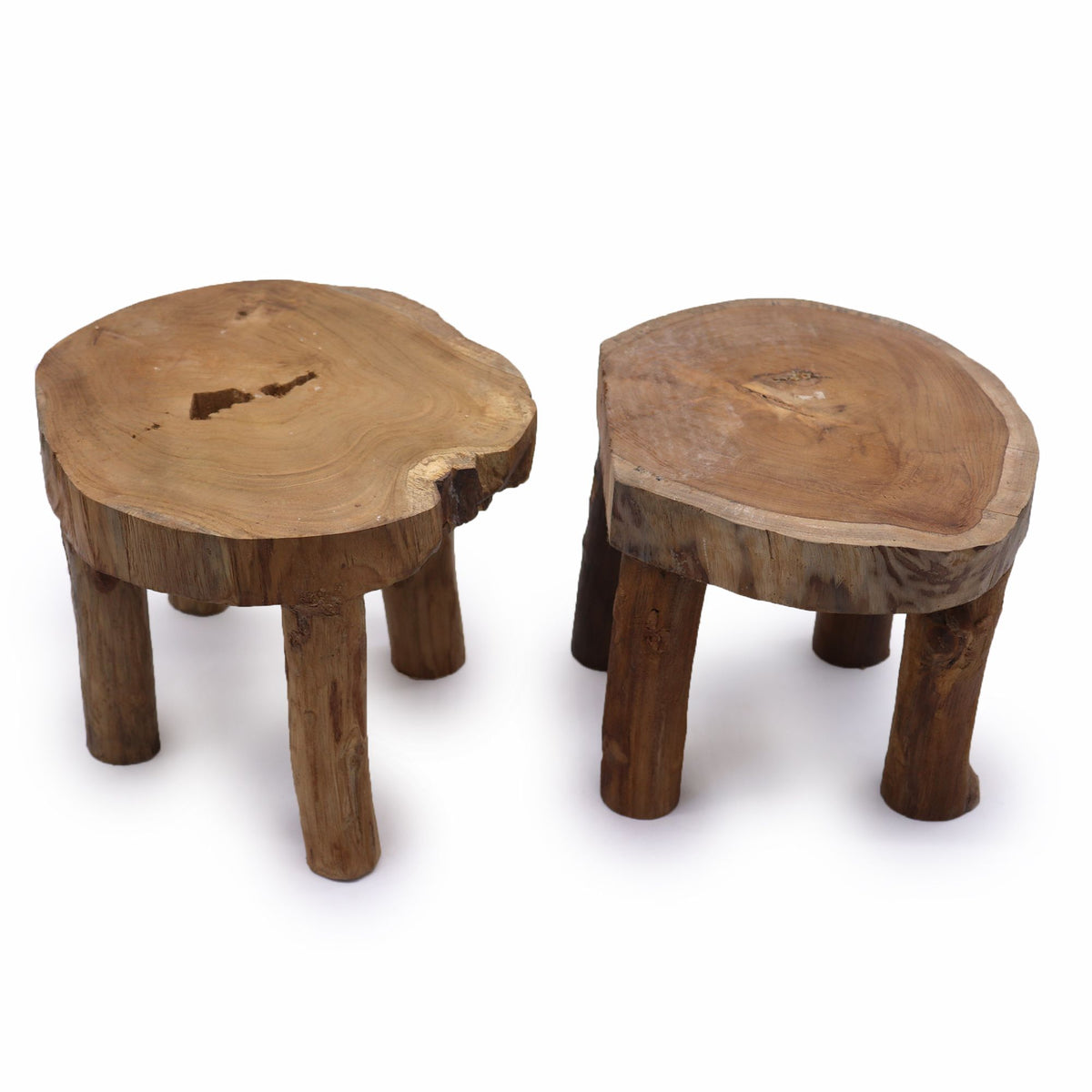 Large Teak Display Pad Stands, Set of 2 - 27 x 20 cm