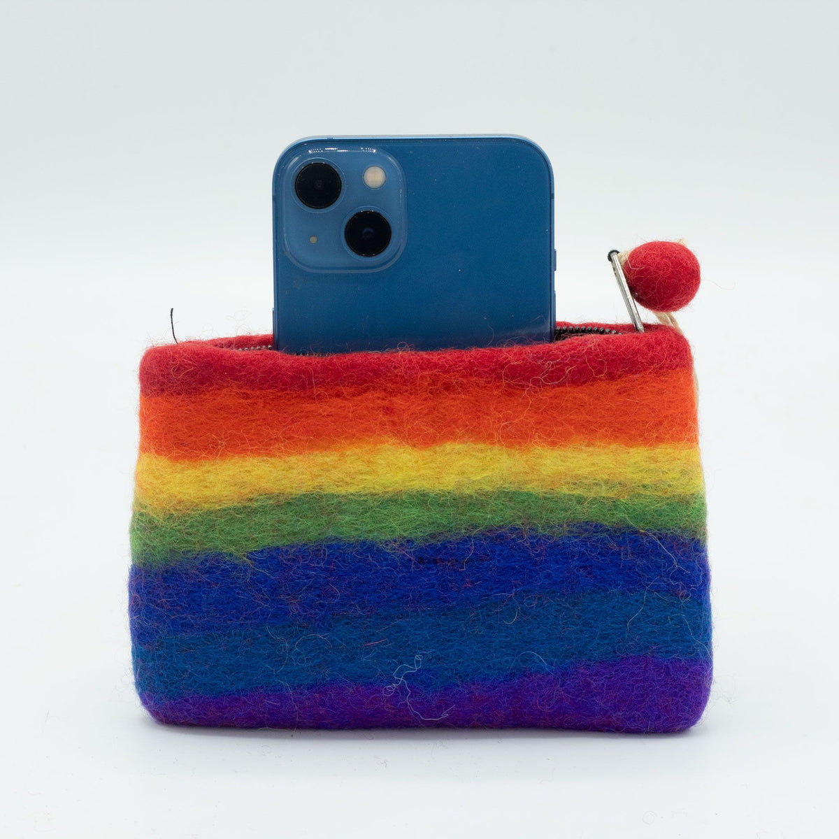 Rainbow Felt Zipper Pouches - Set of 3