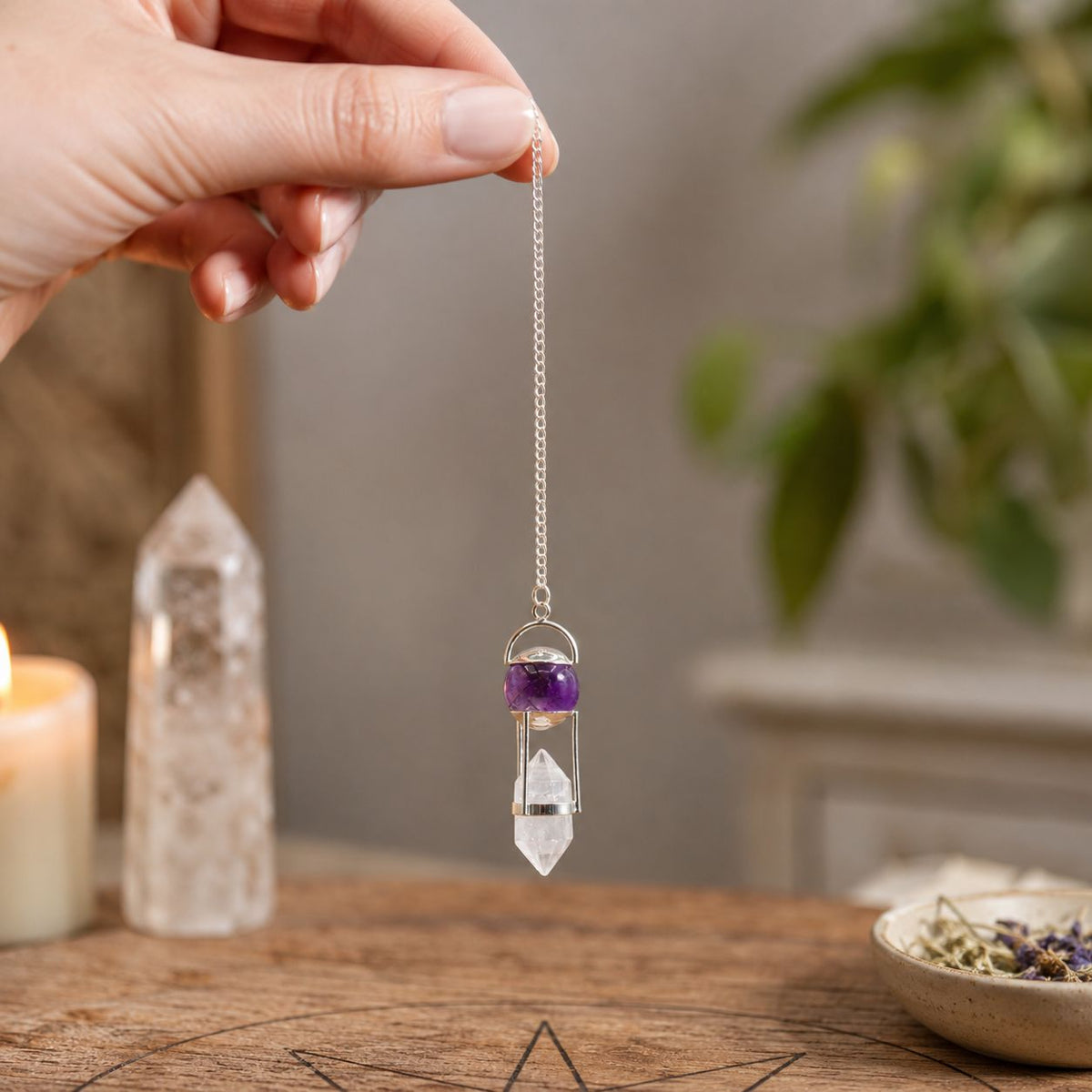 Seeker of Truth Pendulum - Amethyst & Quartz – view 3
