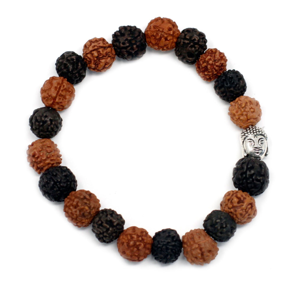 Rudraksha Buddha Bangle Mala - Mixed Wood Beads – view 3
