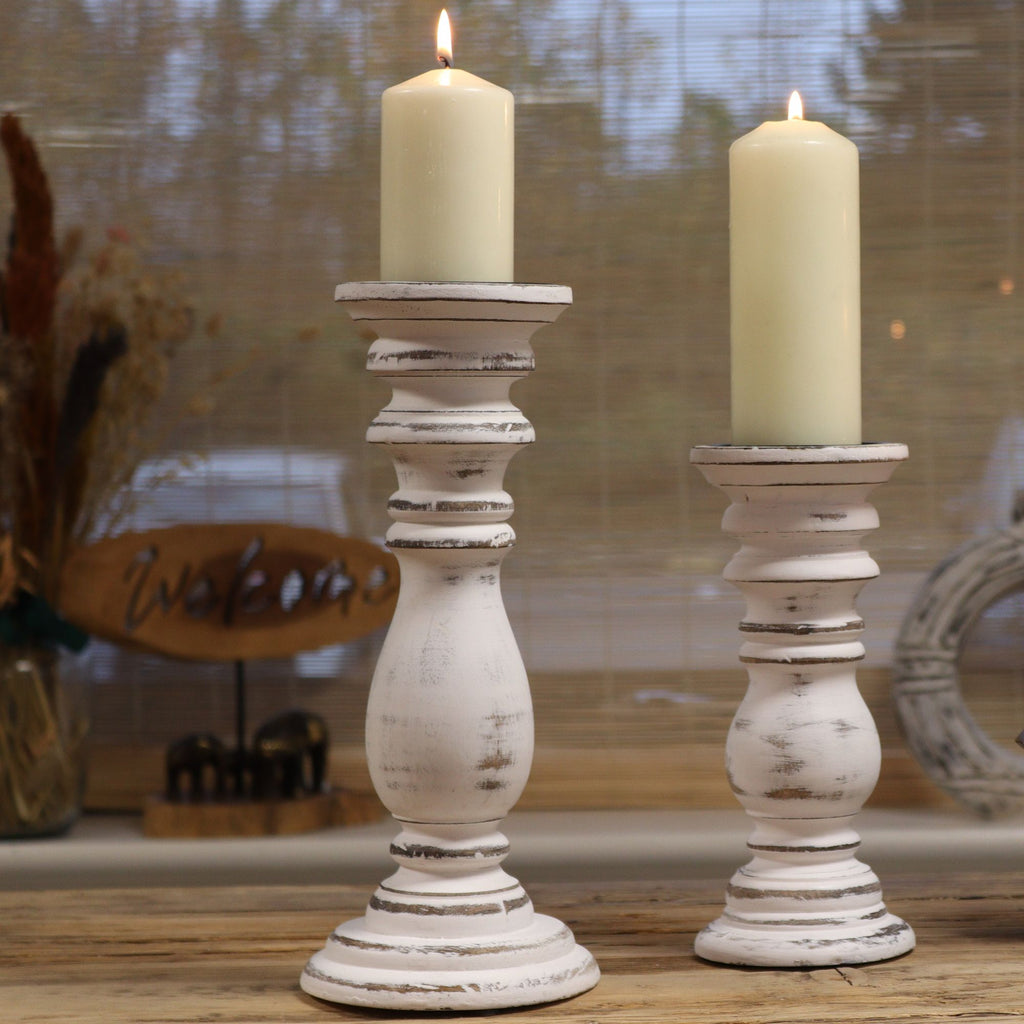 Whitewash Mango Wood Candle Stand - Medium 30x10cm – view 2