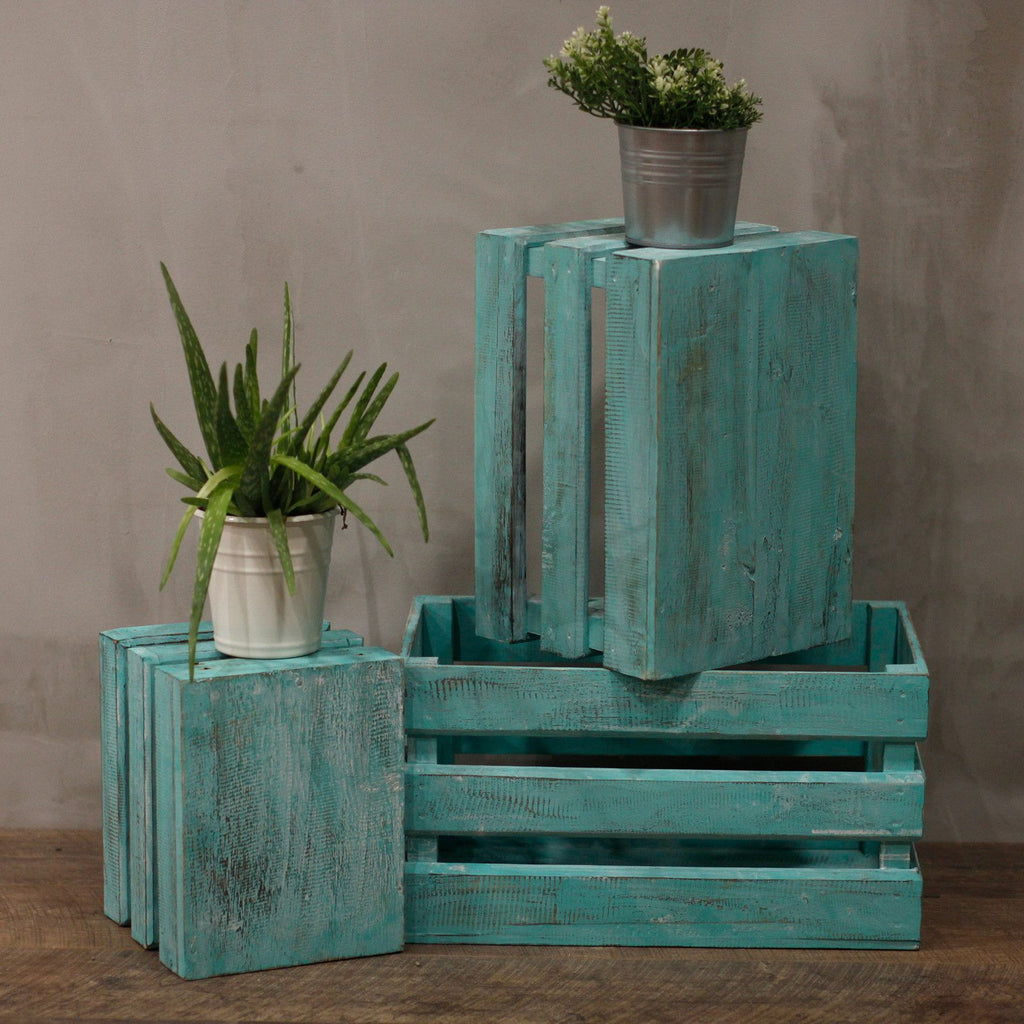 Set of 3 Wooden Storage Boxes - Greenwash – view 2