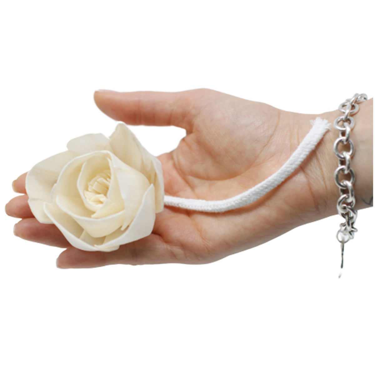 Sola Wood Rose Diffuser Flowers on String, Large, Set of 4