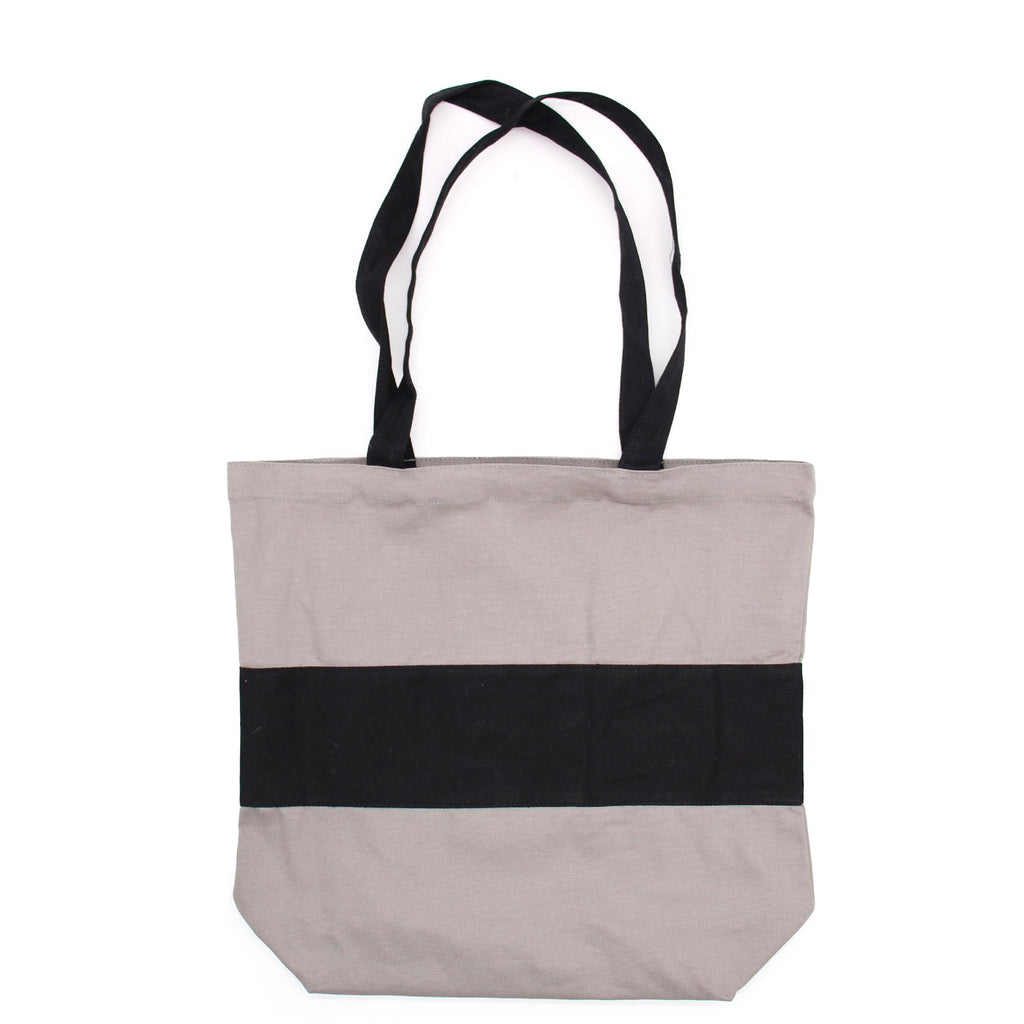 Two Tone Cotton Bag 38x42x12cm Grey and Black