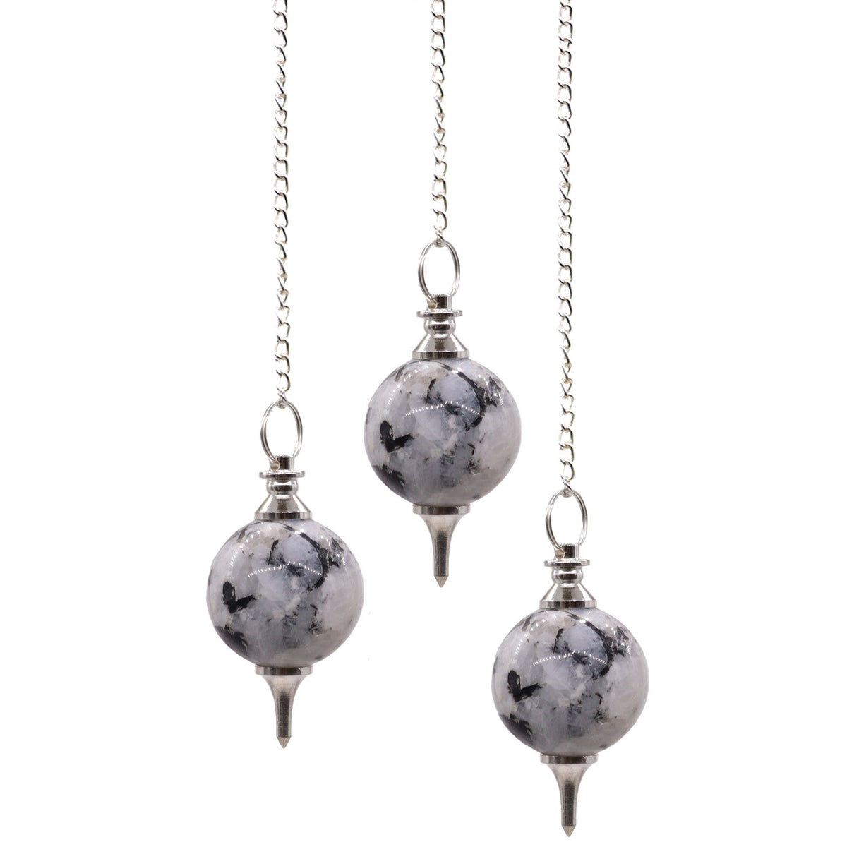 Rainbow Moonstone Sphere Pendulum with Chain