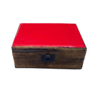 Medium Ceramic Glazed Wood Box - 15x10x6cm - Red – view 2