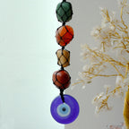 Seven Chakra Hanging Pendant with Evil Eye Charm – view 3