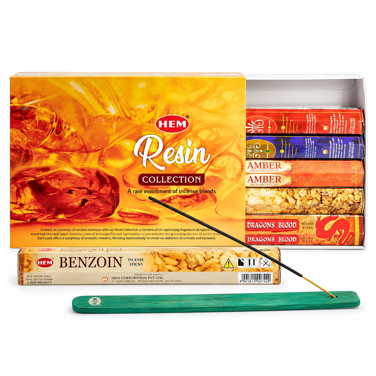 HEM Resin Incense Collection with Wooden Ashcatcher