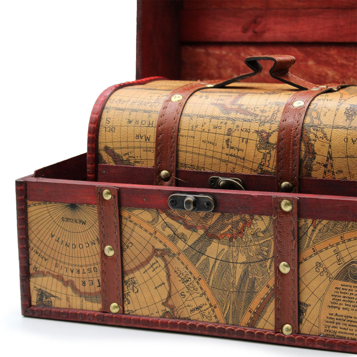 Old Map Chest Set of 3, Vintage Style