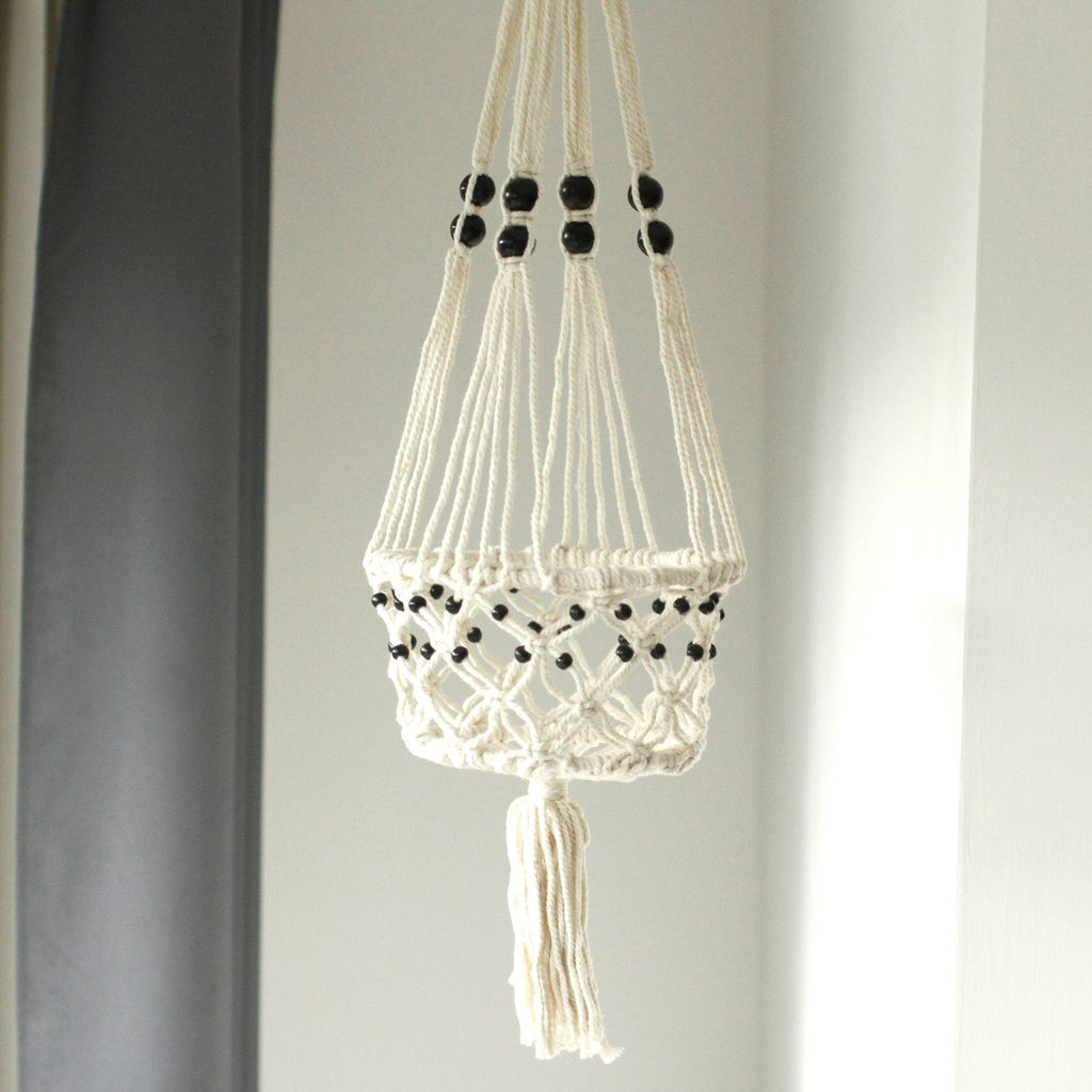 Large Beaded Macrame Plant Hanger, 77cm