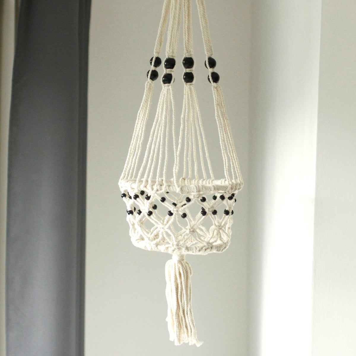 Large Beaded Macrame Plant Hanger, 77cm
