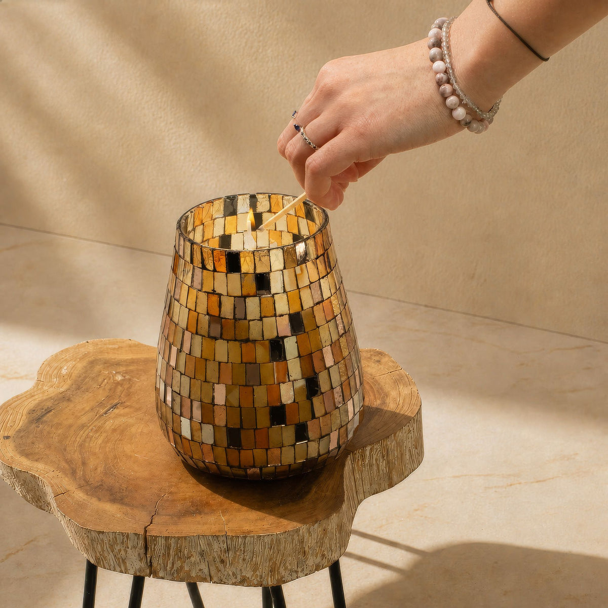 Tall Glass Jar Candle - Amber Mosaic – view 2