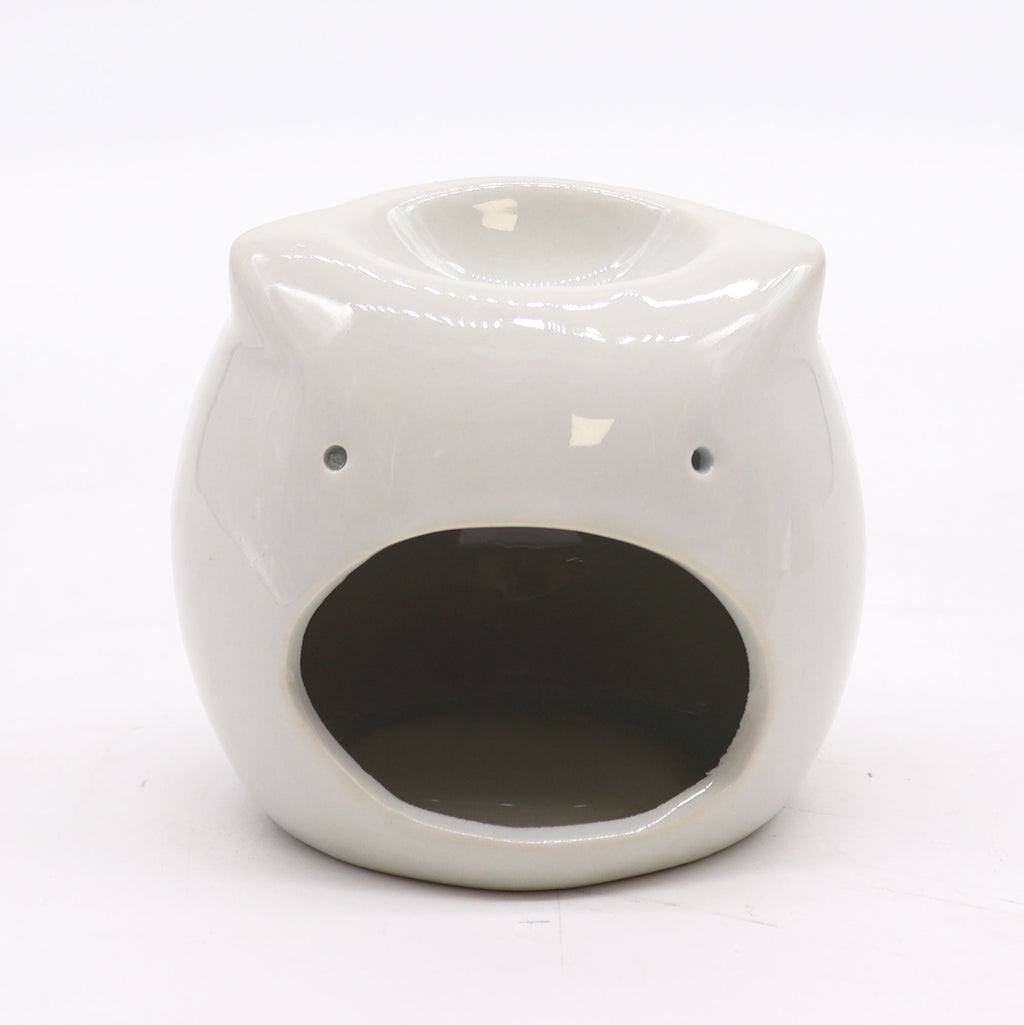Classic White Ceramic Oil Burner - Short Owl – view 3