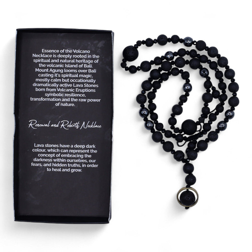 Black Lava Stone Necklace - Renewal & Rebirth