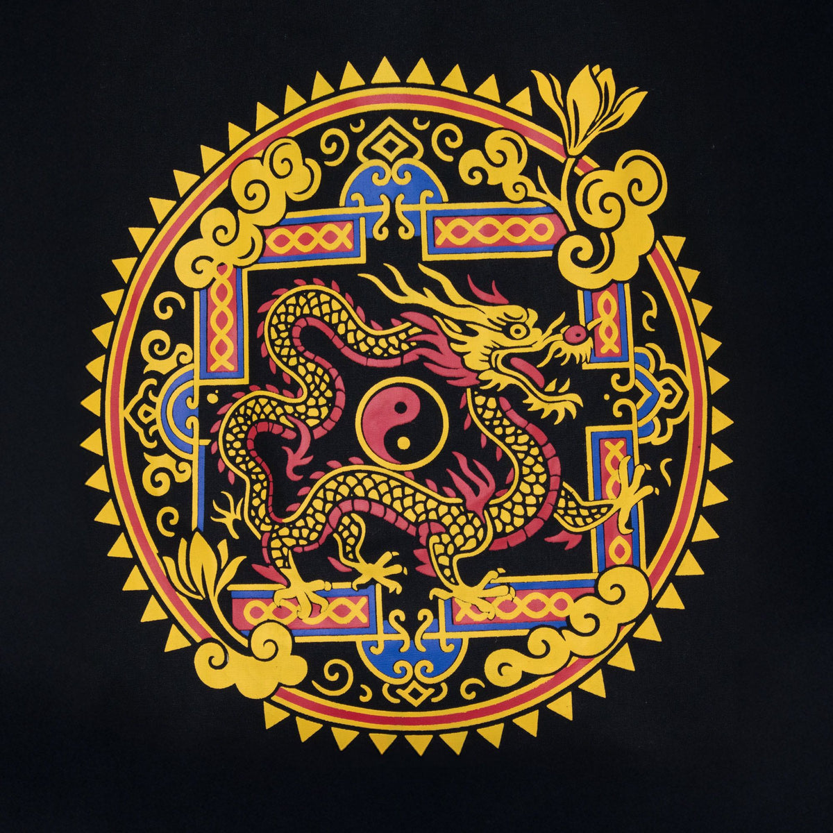 Dragon Yin Yang Cotton Tote Bag - Black – view 4