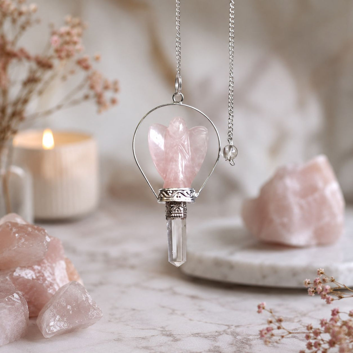 Angel Pendulum with Ring - Rose Quartz – view 3