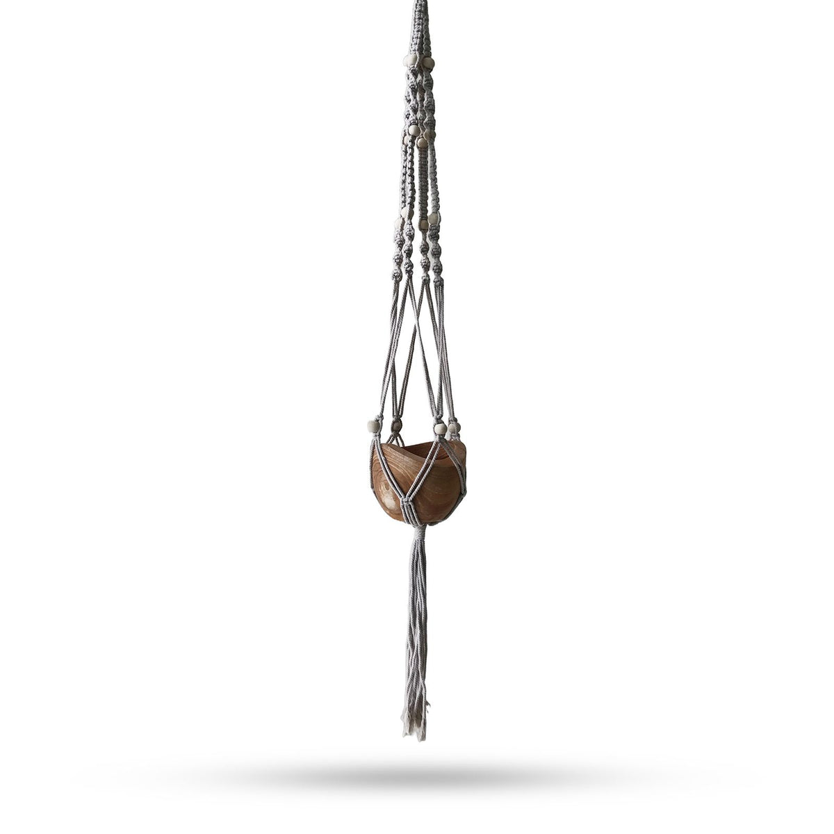 Beaded Macrame Plant Hanger - Beige, 1m