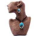 Pressed Flowers Tree of Life Jewellery Set - Teal