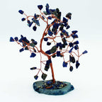 Large Sodalite Gemstone Tree on Blue Agate Base – view 2