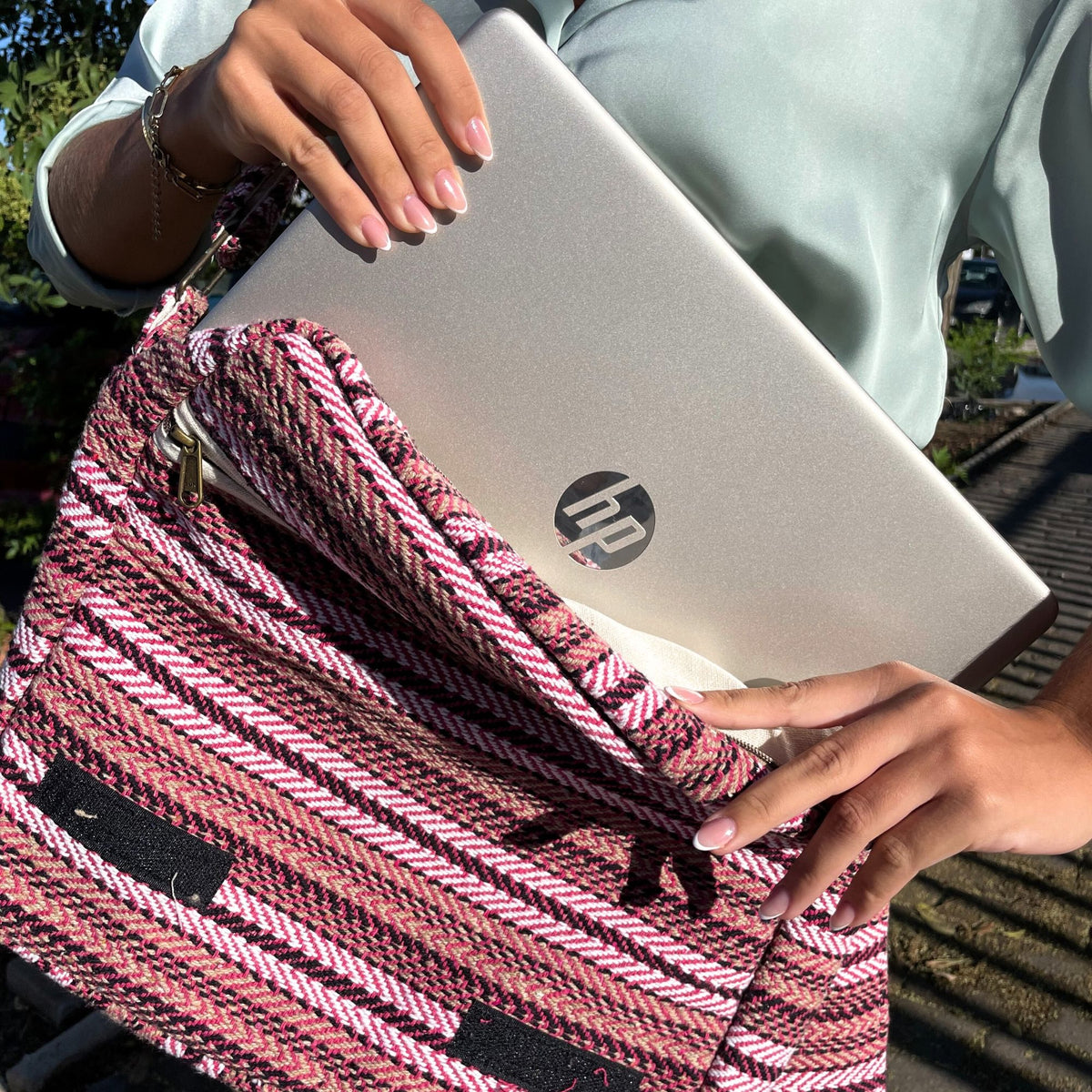 Soft Cotton Laptop Bag - Soft Pink – view 2