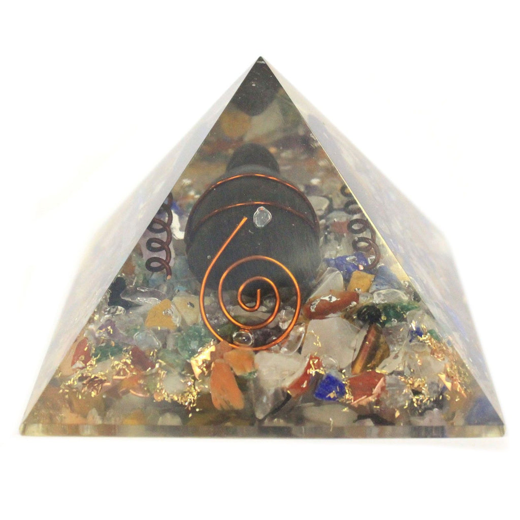 Orgonite Turtle Pyramid 60mm, Gemstone Chips and Copper