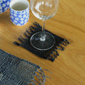 Set of 4 Seagrass Fringe Coasters - Black