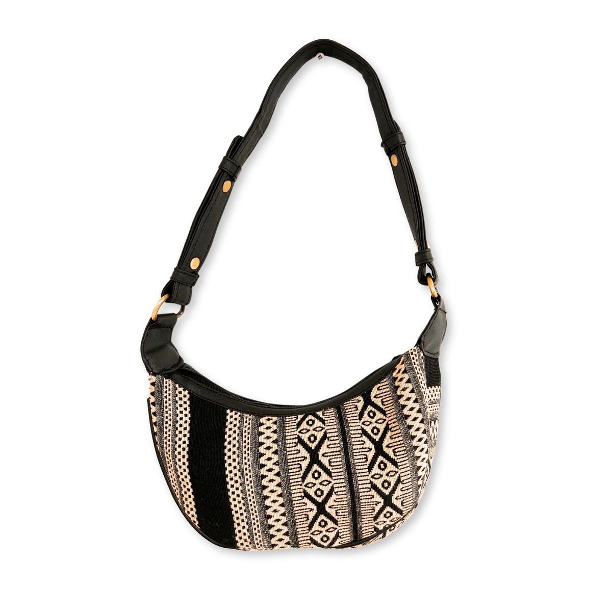 Jacquard Hobo Bag - Grey Metro, Black Strap – view 2