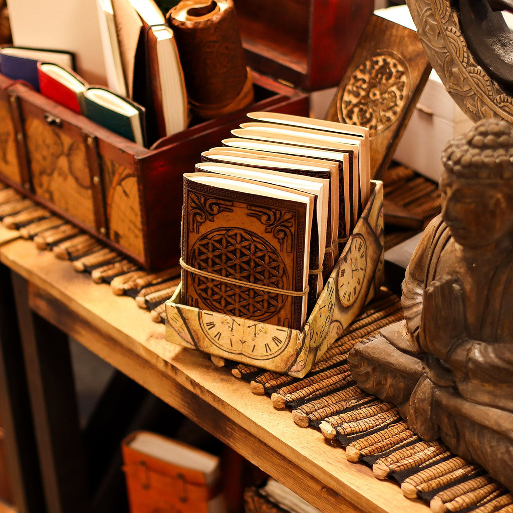 Assorted Esoteric Leather Notebooks, Set of 8 – 15x11 cm