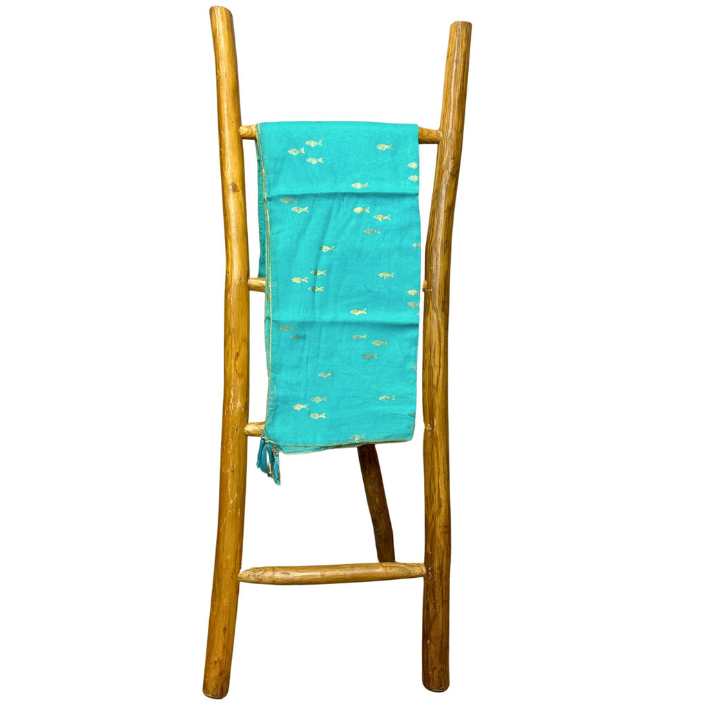 Nomad Sari Turquoise Pareo with Gold Fish Design – view 5