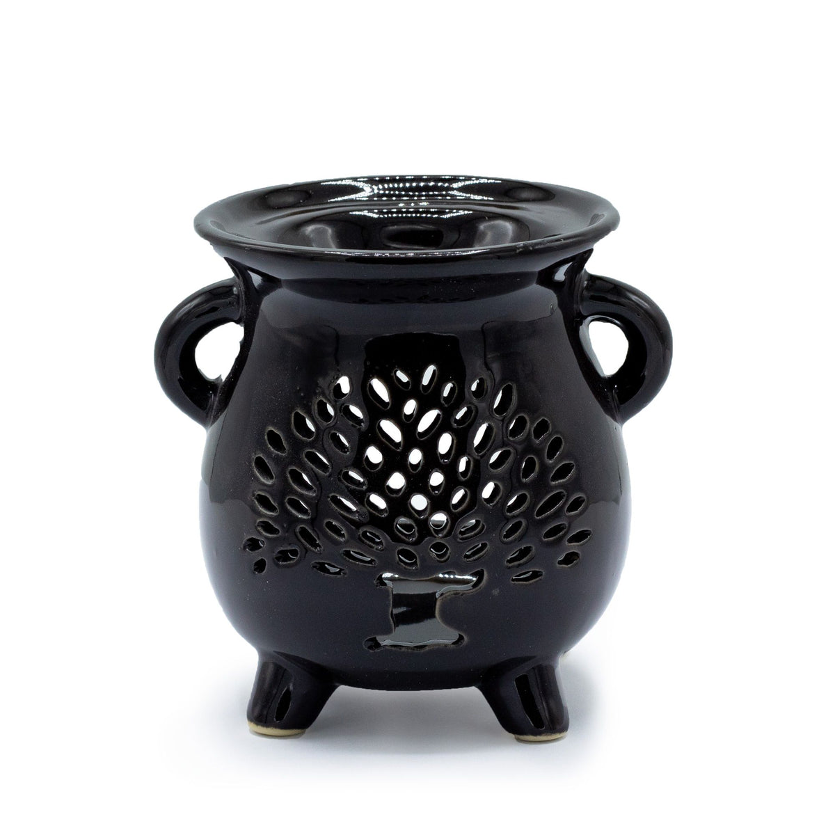 Ceramic Oil Burner - Tree of Life Cutout - Black – view 2
