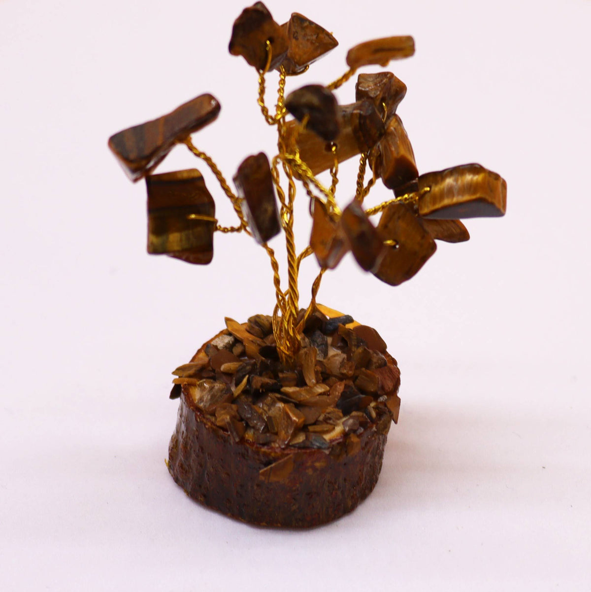 Tiger Eye Mini Gemstone Tree on Wood Base, 15 Stones – view 3
