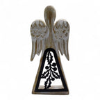 Mango Wood Angel - Whitewash, Iron Holly Cut-Out – view 5